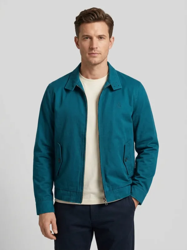 Men's Ridge Nautical Sailor Anchor Embroidered Zip-Up Jacket
