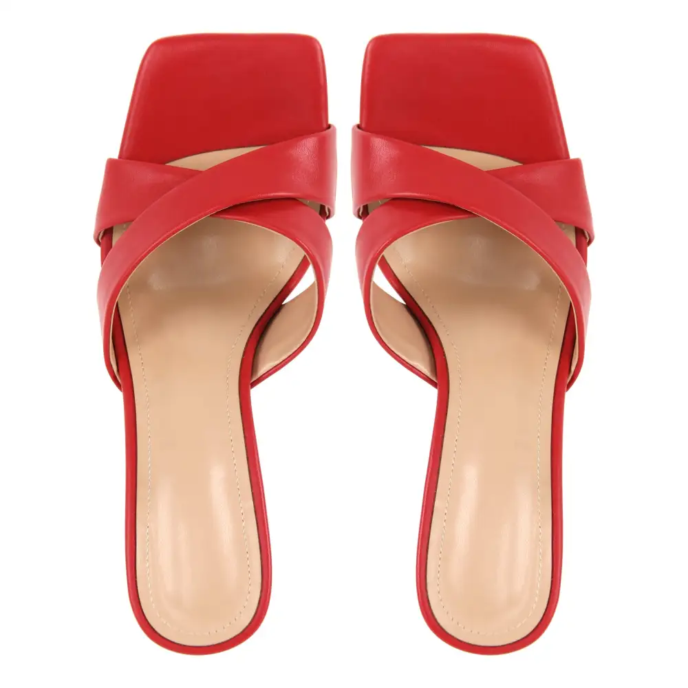 Square Toe Cross Band Mule Sandals