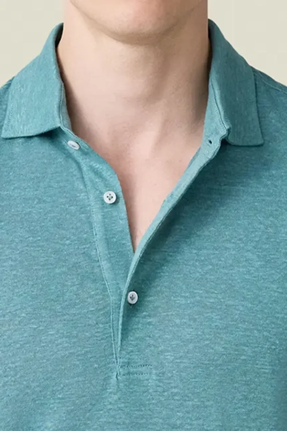Breathable Polo Linen Jersey-Green