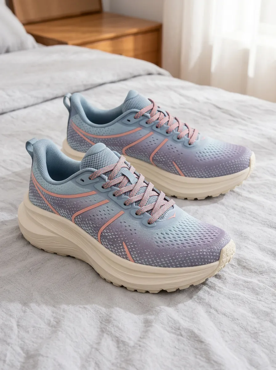 Women's Gradient Blue Pink Mesh Printed Running Shoes