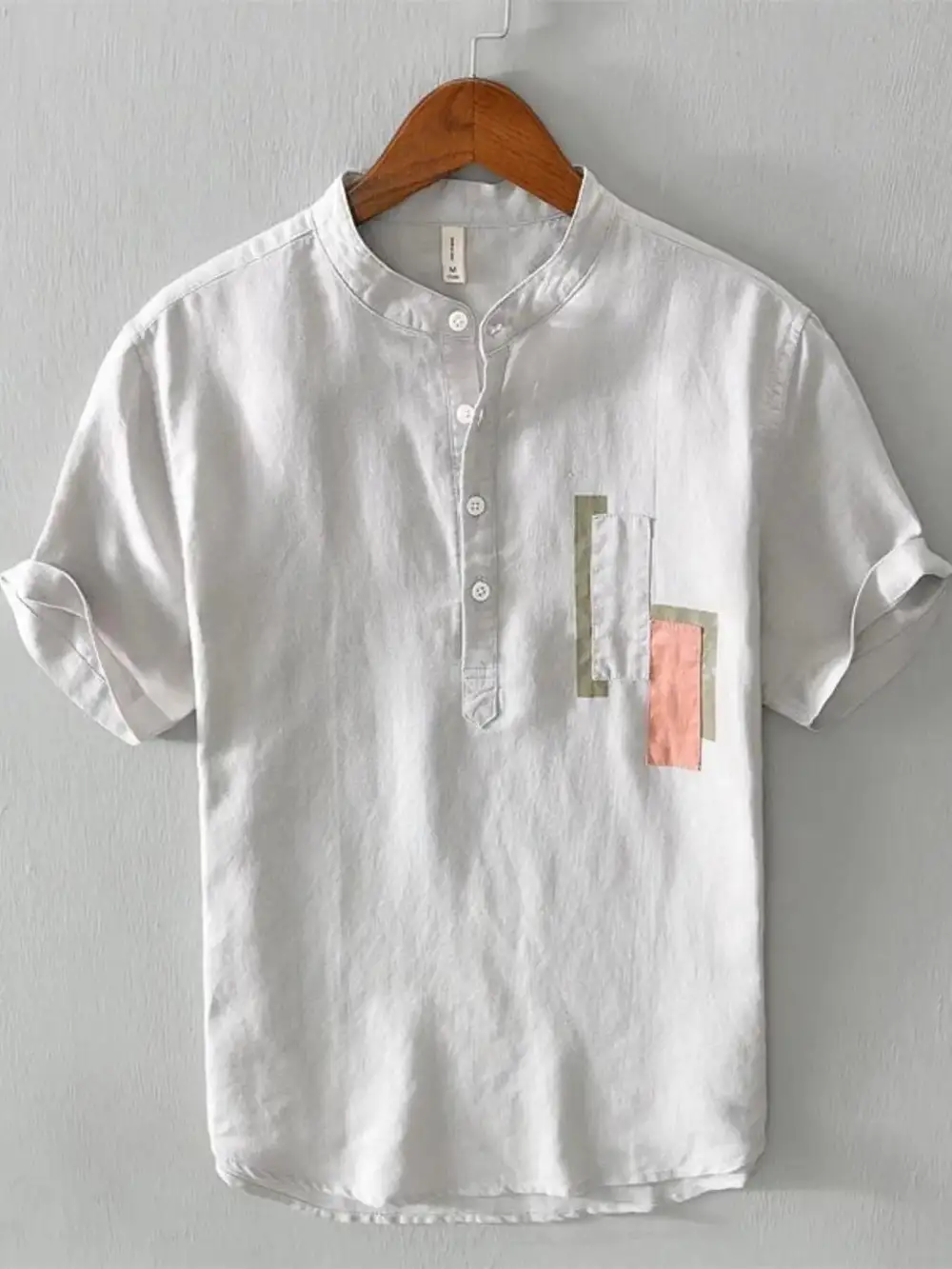 Contrast-Trim Half-Button Henley T-Shirt