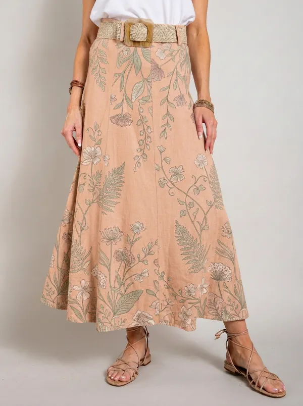 Women's Botanical Garden Floral Printed Maxi Skirt
