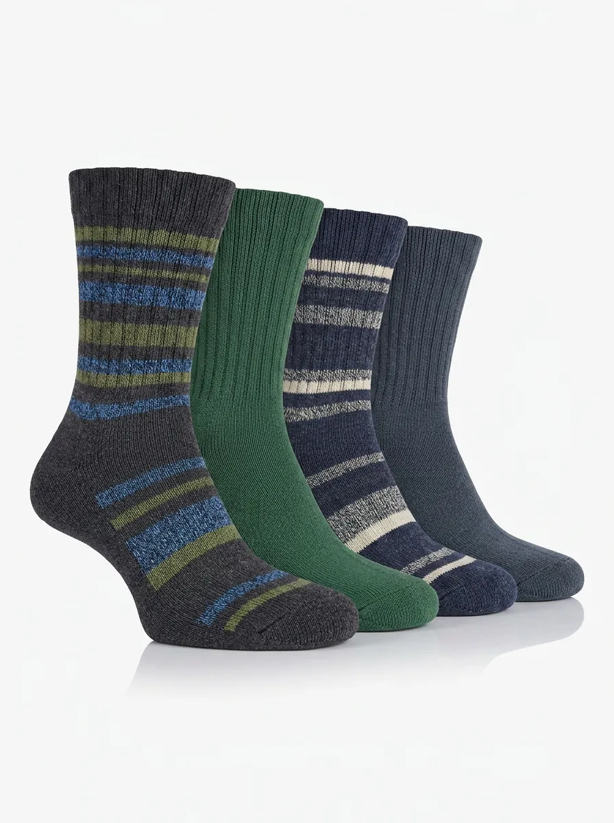 Everyday Striped Ribbed Men's Four-Pair Long Socks