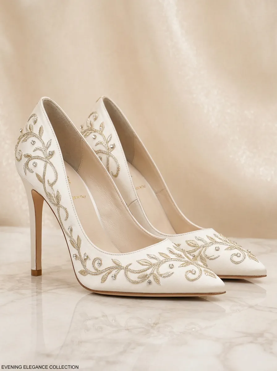 Rhinestone Embroidered Bridal Women's Formal High Heels