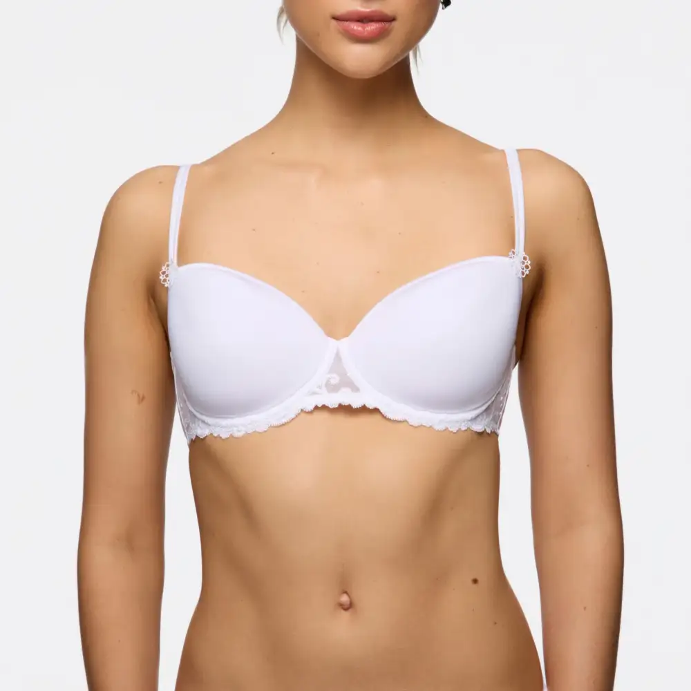 Women's Seamless Adjustable Straps Floral Lace Guipure Lace Embroidery Floral Detail Bra