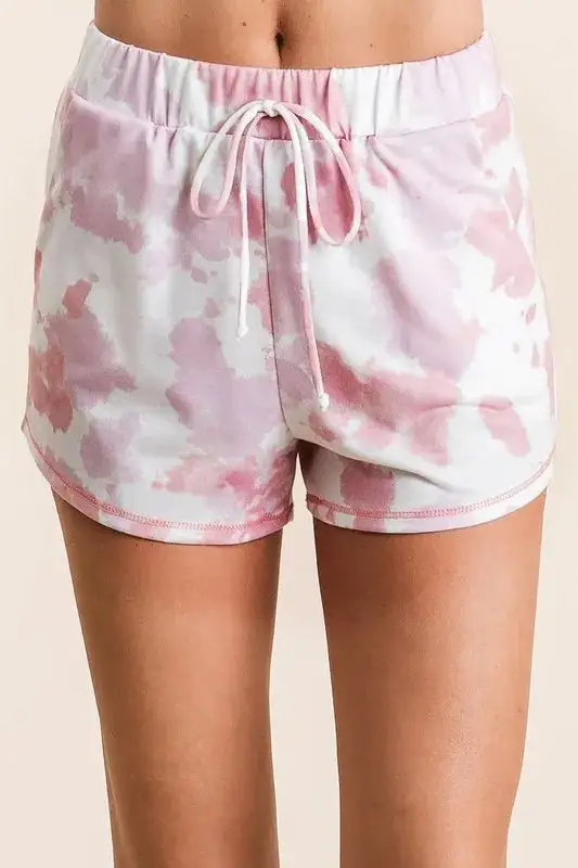 Tie Dye Print Terry Side Pocket Shorts