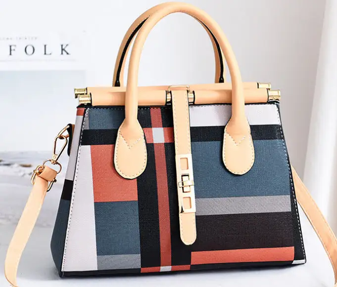 European American Style Large PU Handbag Boston Horizontal