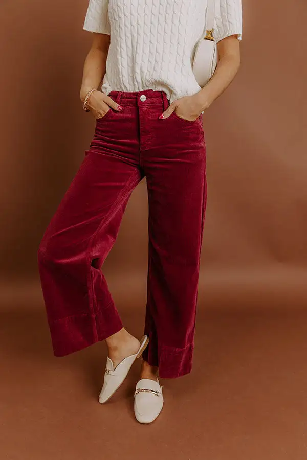 High Waist Wide Leg Corduroy Pants
