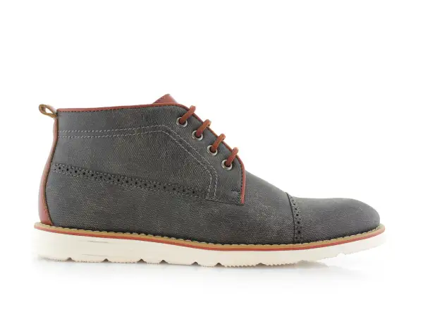 Faux-Leather Two-Tone Cap-Toe Ankle Boots