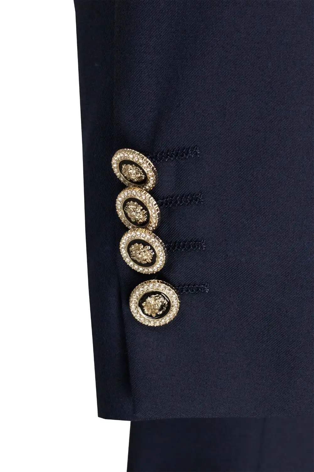 Navy Modern Fit Satin Double Breasted Peak Lapel Side Vents Blazer