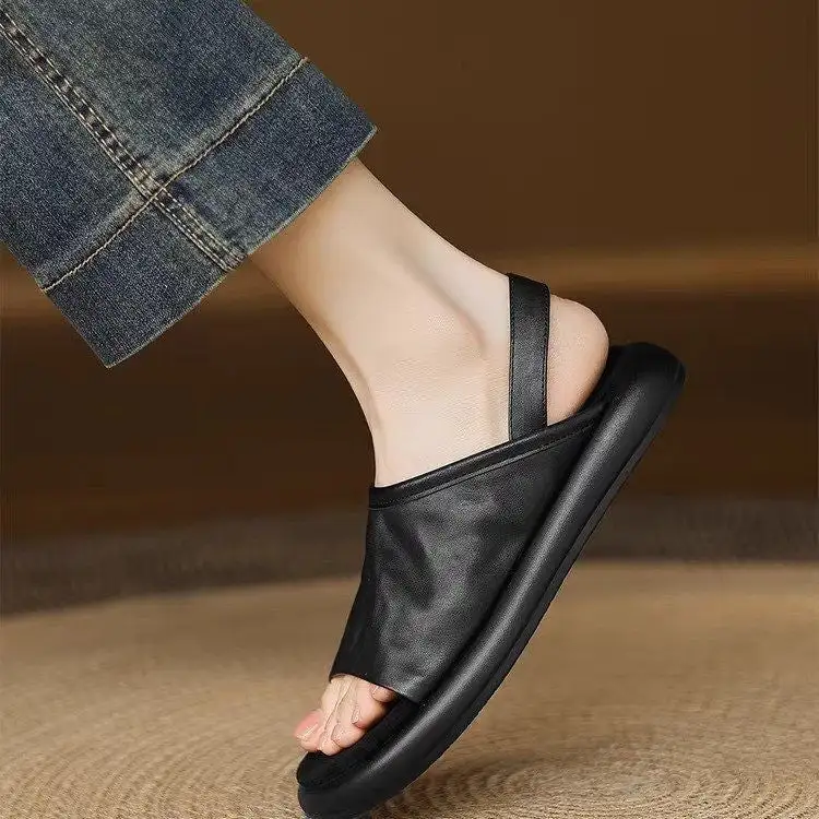Hollow Detail Open Toe Flat Sandals