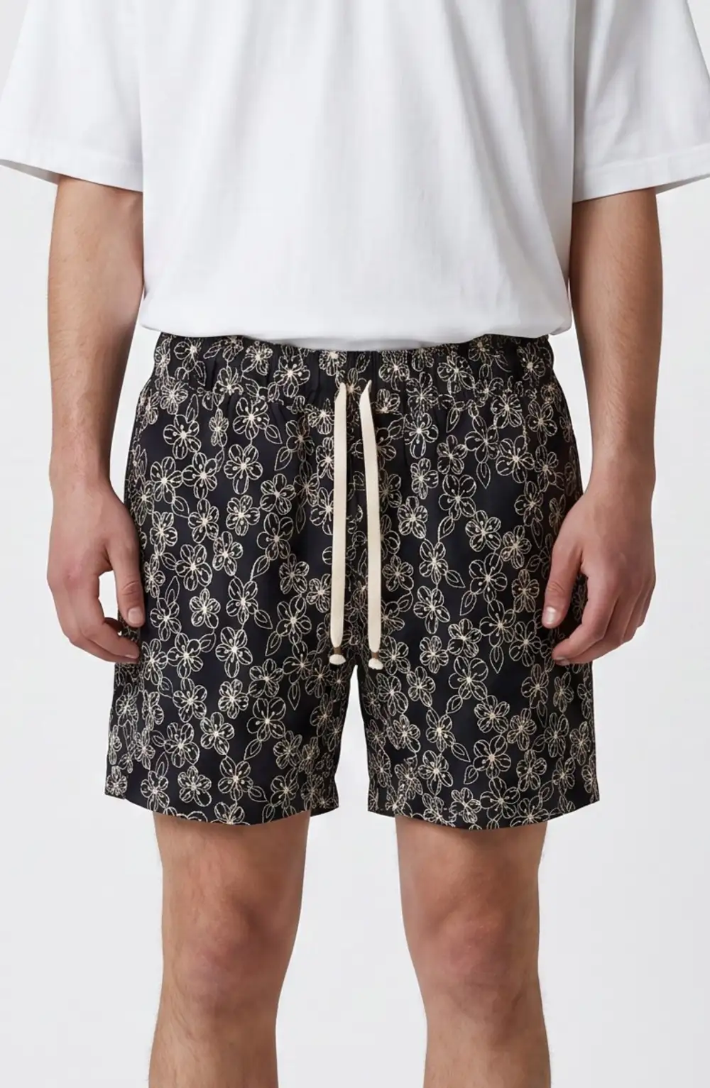 Men's Embroidered Woven Drawcord Shorts