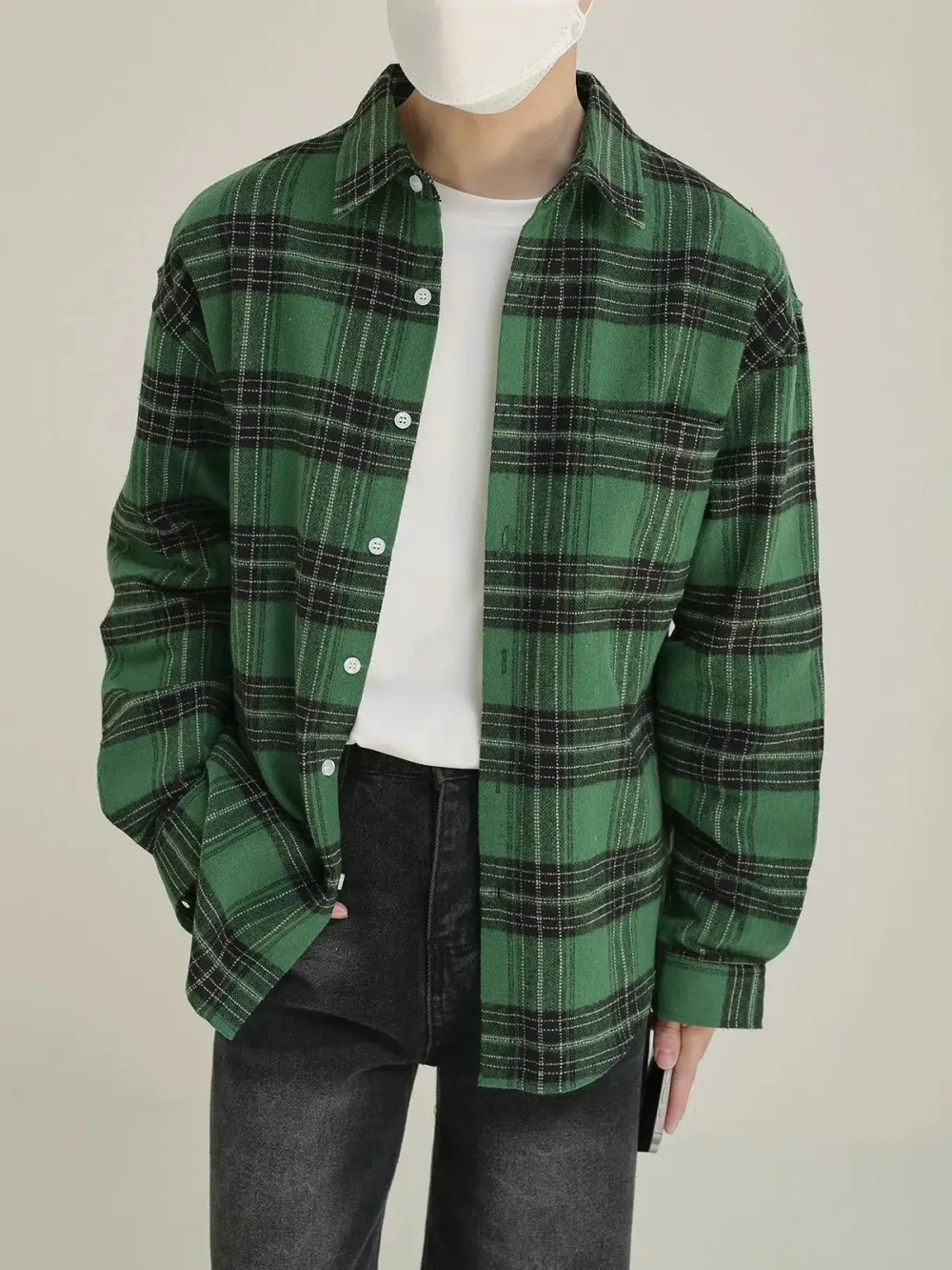 Buttoned Casual Plaid Shirt