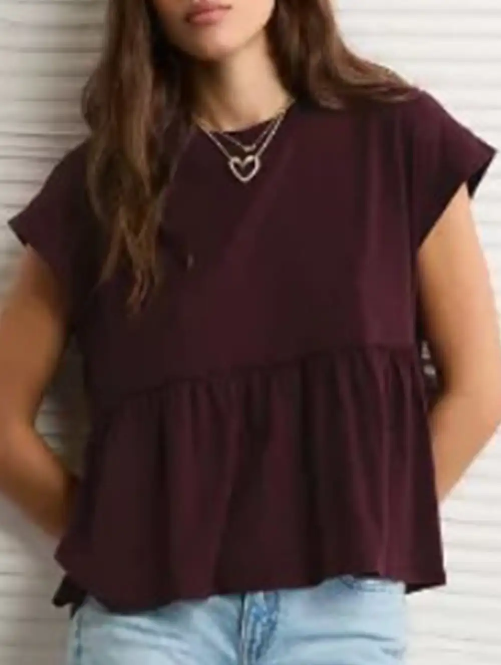 Babydoll Thin Top with Back Tie Blouse