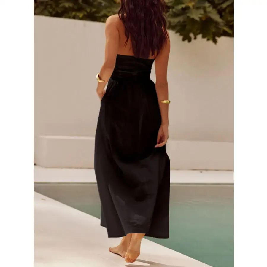 Ruched Halter Neck Midi Dress
