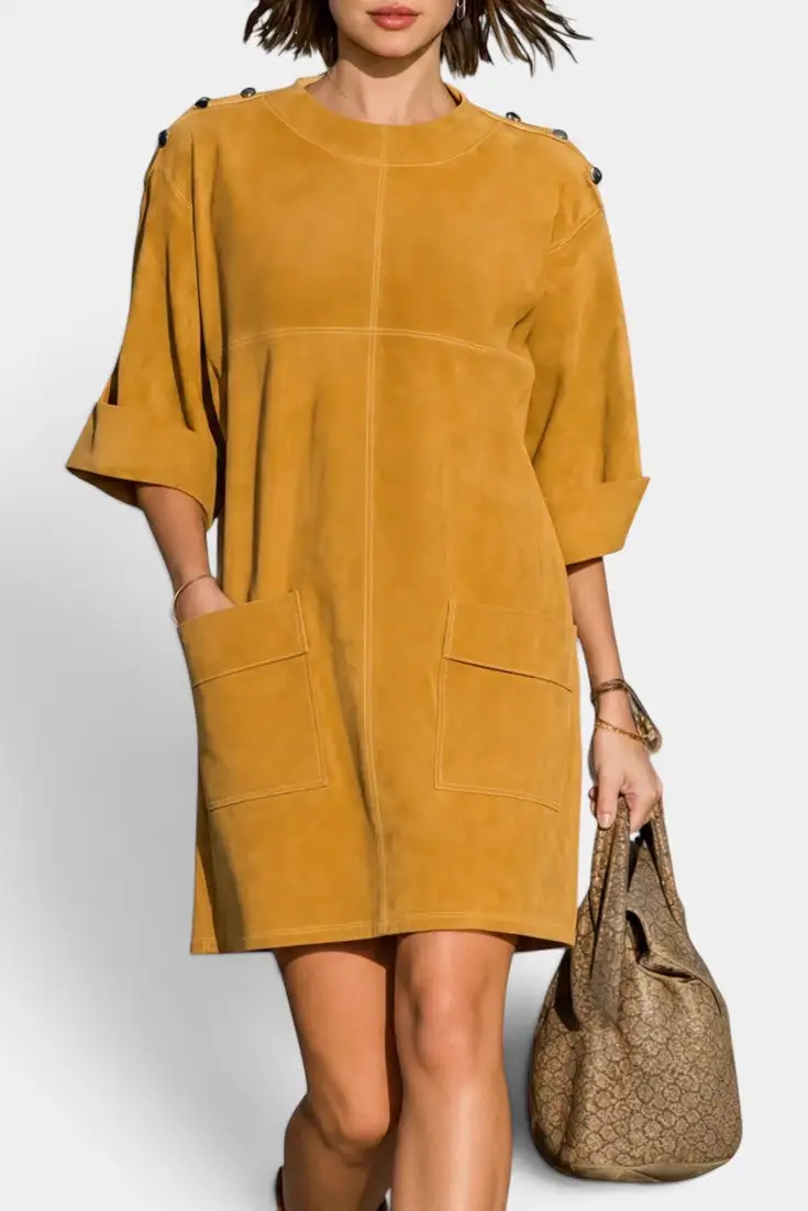 Suede-Look Mini Dress
