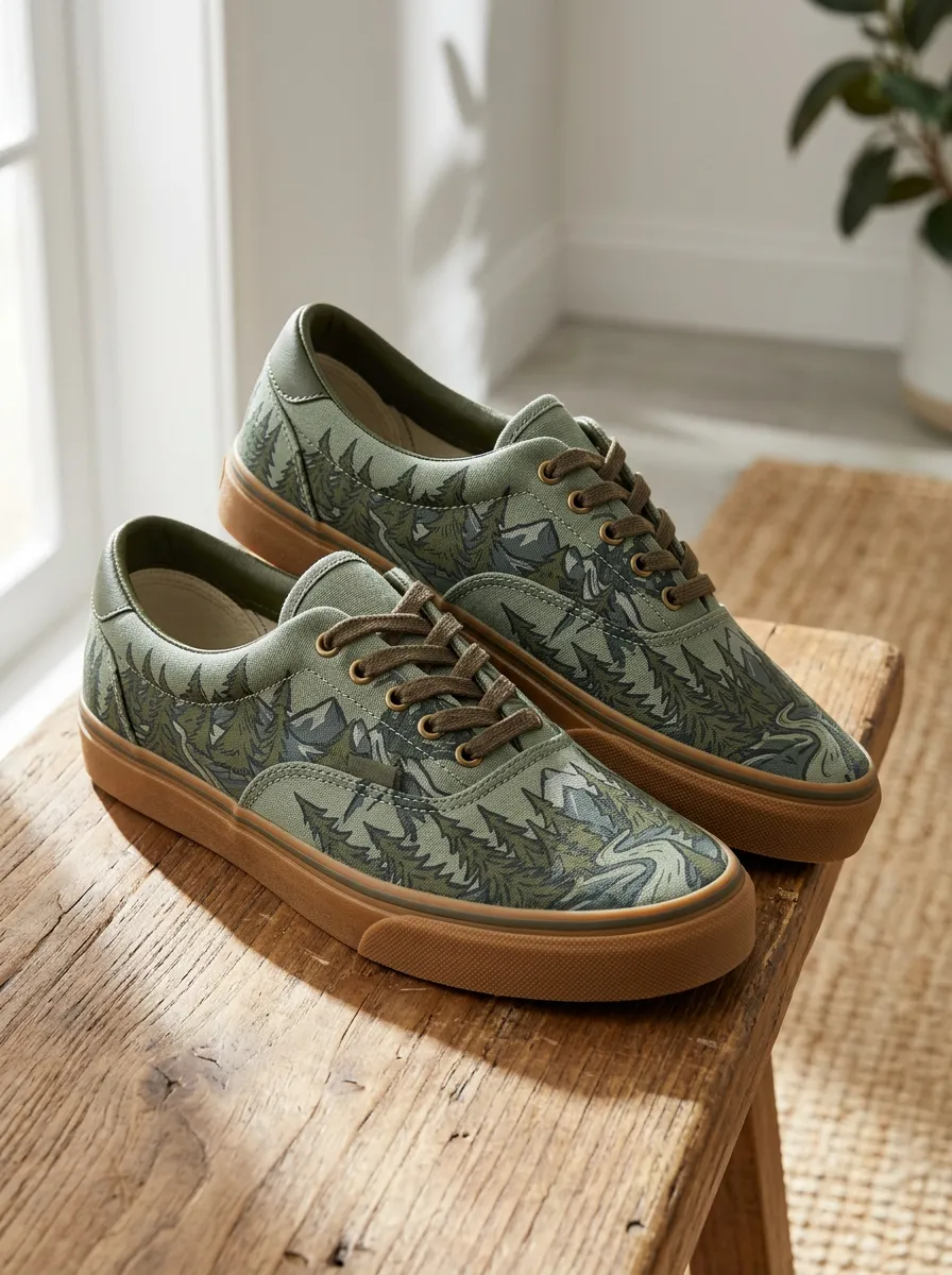 Men's Creative Nature Lover Mountain Forest Patterned Canvas Shoes