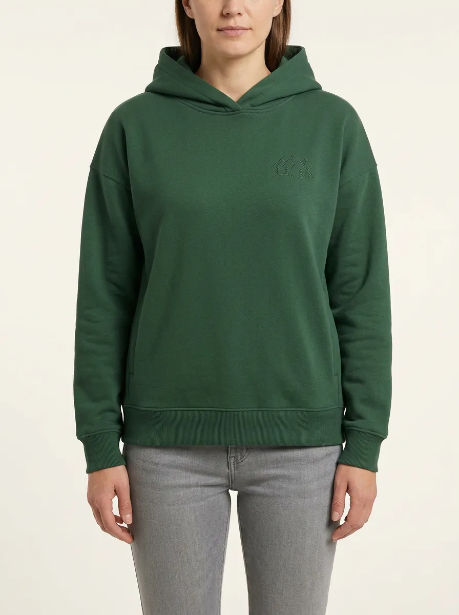 Women's Mountain-Pine Double-Layer Crossover-Neck Hoodie