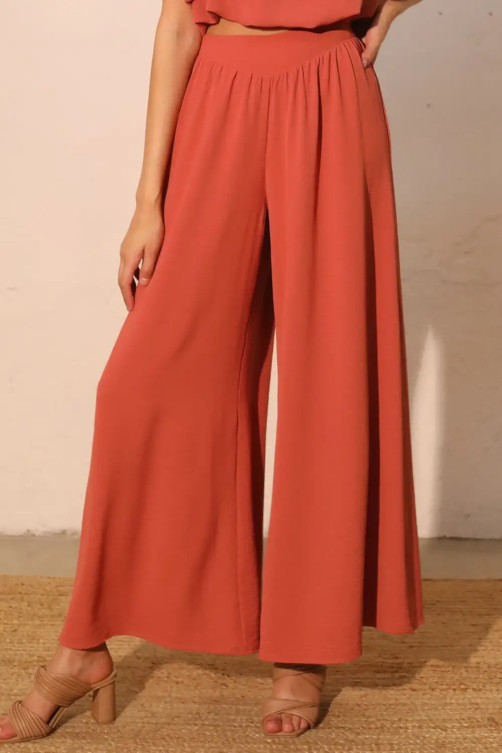 Matte Crepe Wide Leg Swing Pants