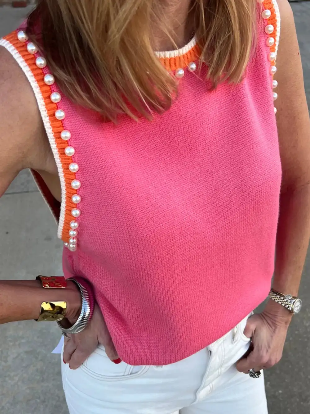 Contrast-Trim Cotton Tank Top