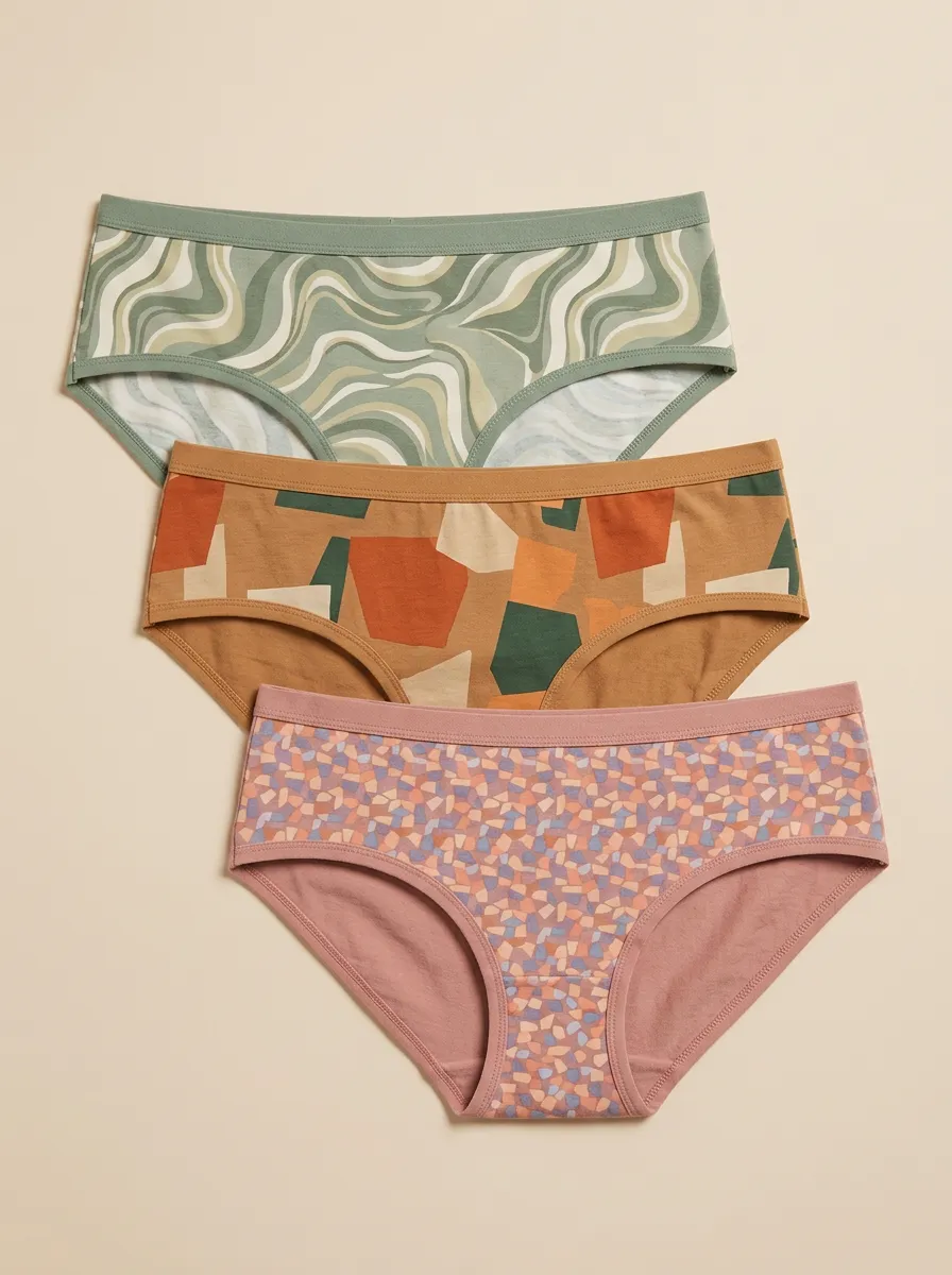 Women's Retro Abstract Geometric Printed Three Pack Panties