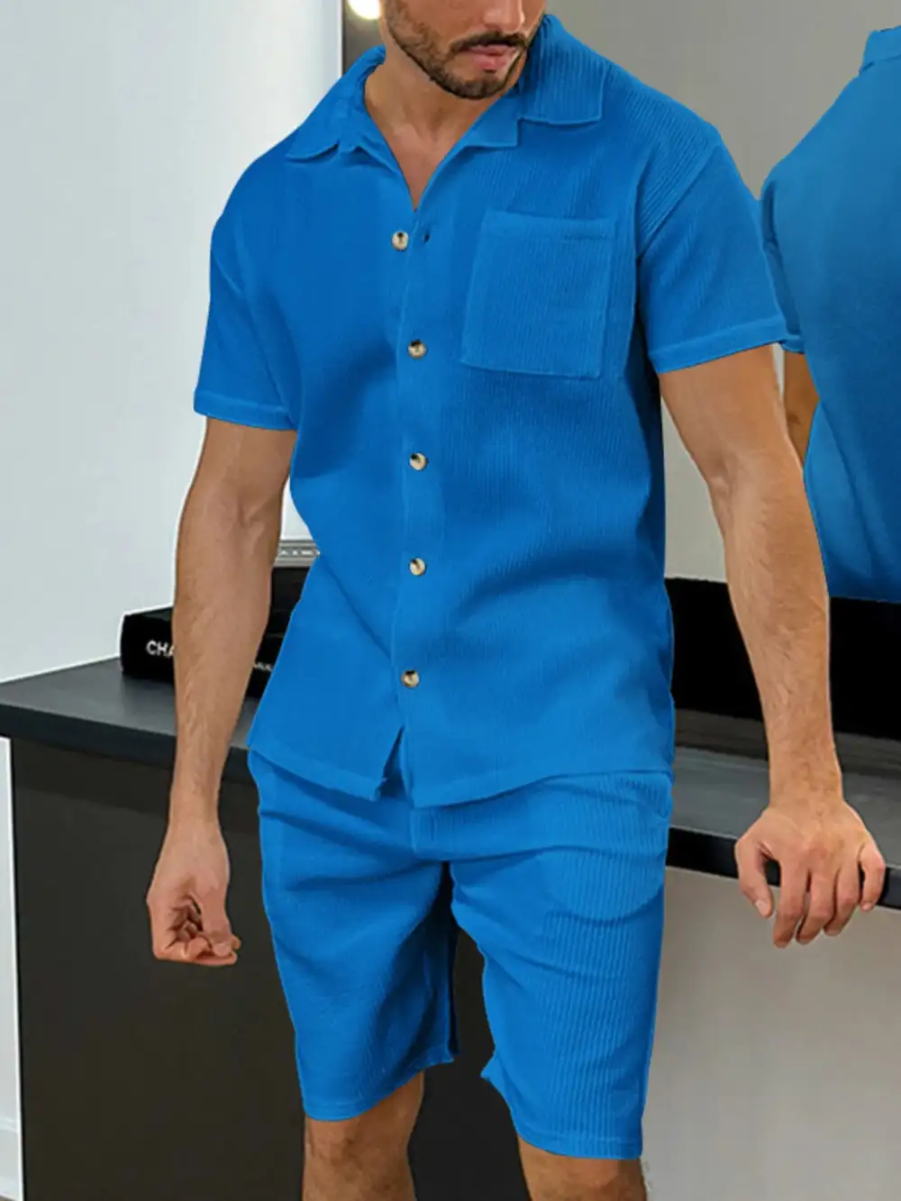 Button Up Coordinated Top And Shorts Set