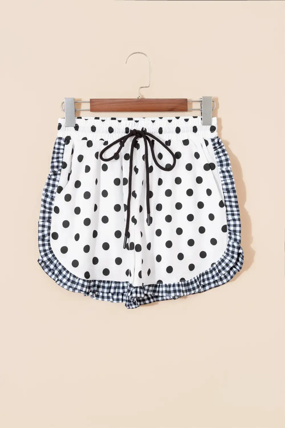 Refined Drawstring Elastic-Waist Ruffled Pocketed Casual Shorts