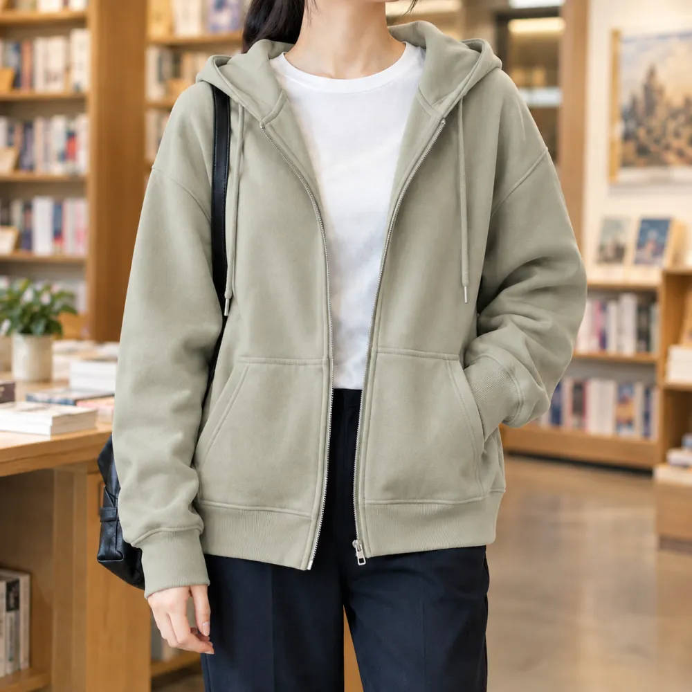 Relaxed Zip-Front Hoodie