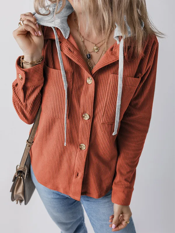 Buttoned Lapel Knit Pocketed Knit Jacket