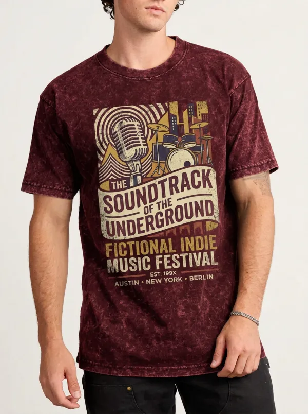 Men's Indie Music Festival Underground Band Printed T-shirt