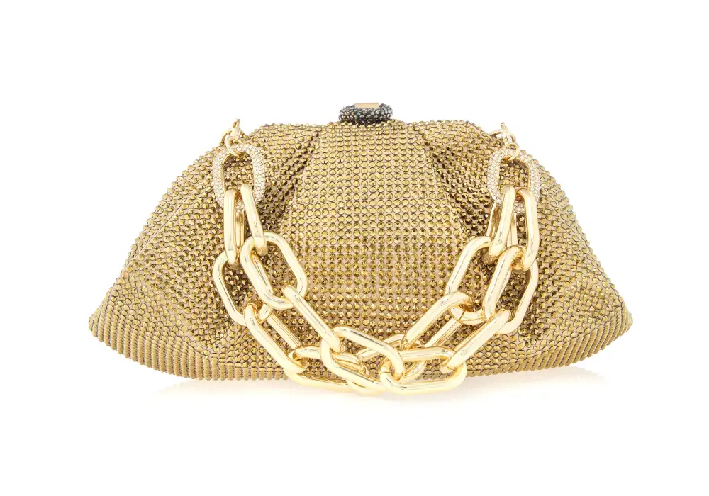 Curved Rounded Frame Crystal Minaudiere