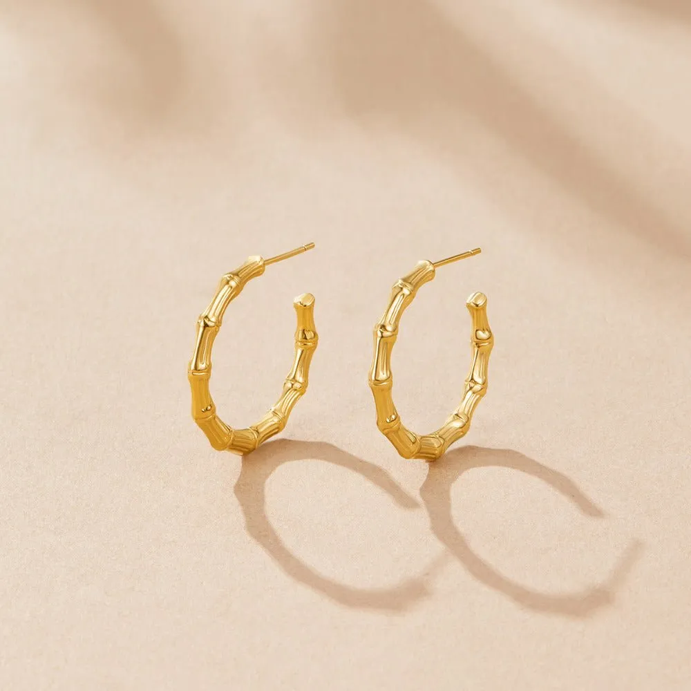 Classic Bamboo Hoop Earrings