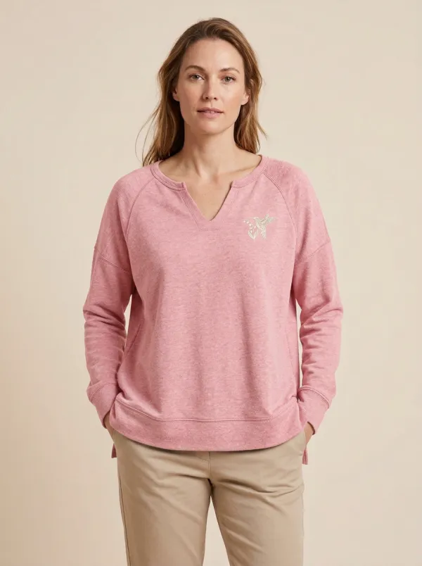 Women's Embroidered Hummingbird Sweatshirt