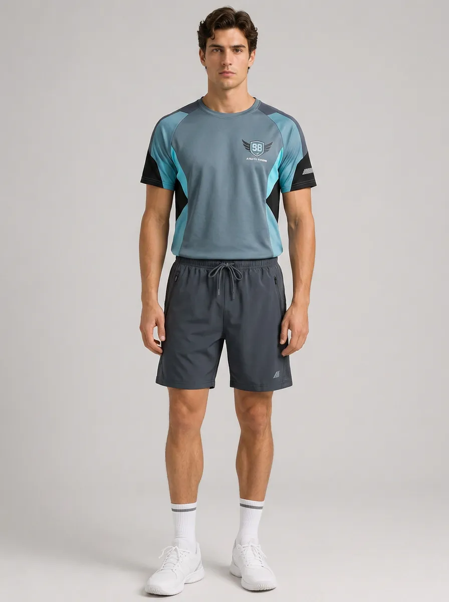Men's Athletic Sport 98 Wing Logo Printed Activewear Set