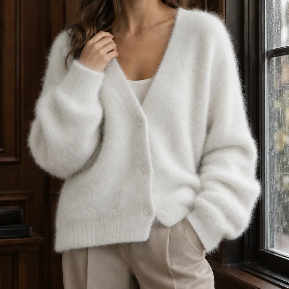V-Neck Button-Front Cardigan