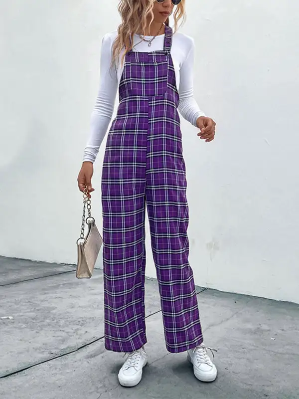 Lissa Plaid Overall Jumpsuit