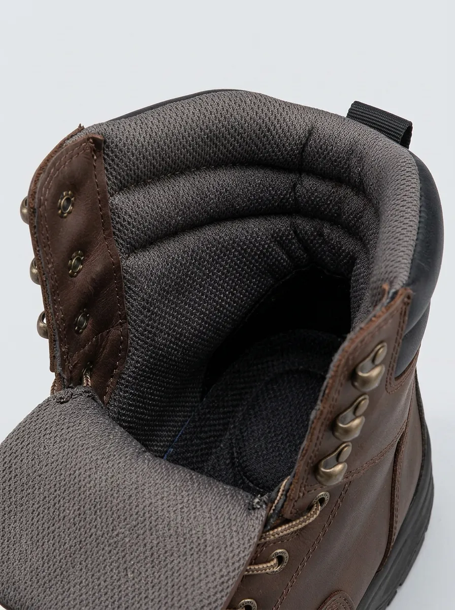 Rugged-Casual Leather-Look Men's Waterproof Work Boots