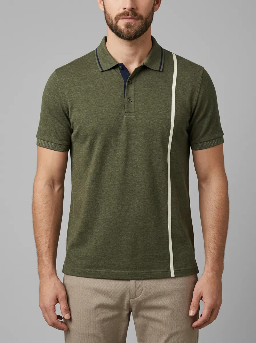 Men's Modern Comfort Vertical Stripe Printed Polo Shirt