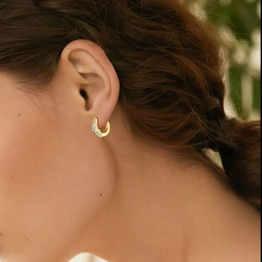 Classic Sterling Silver Moissanite Huggie Earrings