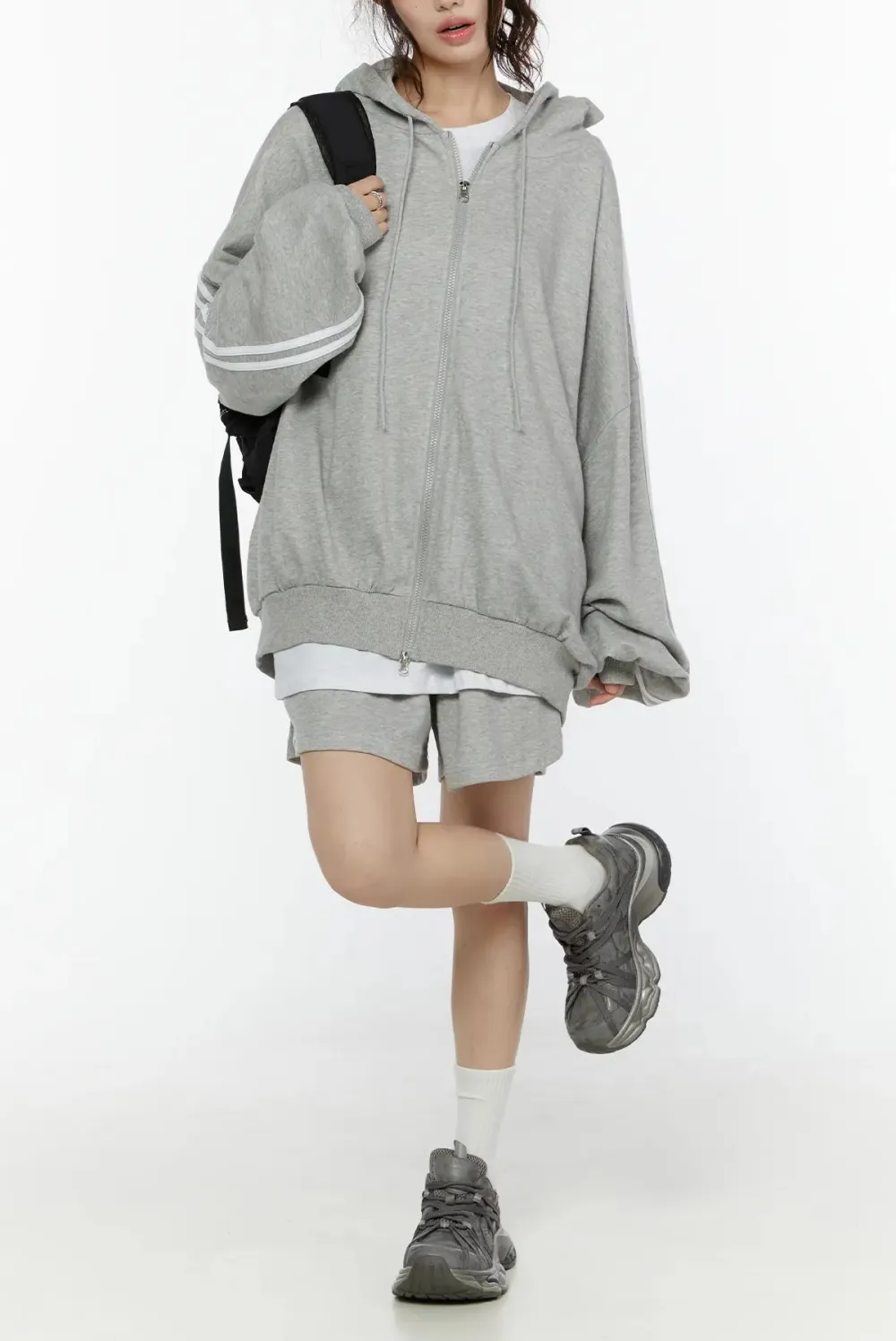 Track Zip-Up Hoodie And Shorts Set
