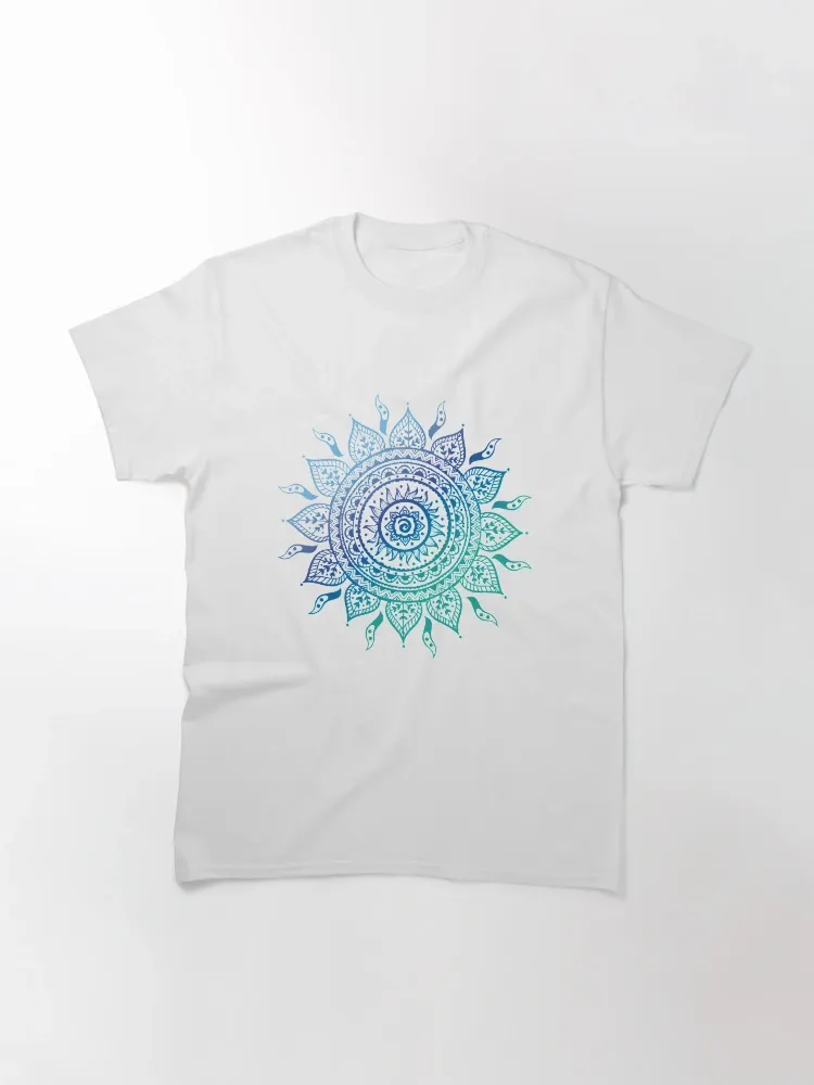 Women's artistic mandala pattern round-neck short-sleeved T-shirt