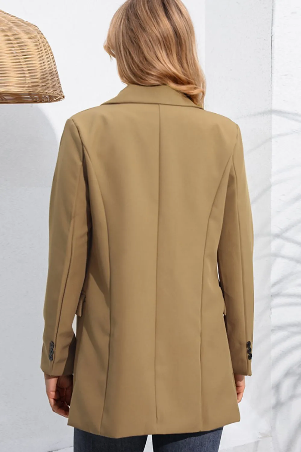 Lapel Neck Long Sleeve Blazer With Pockets