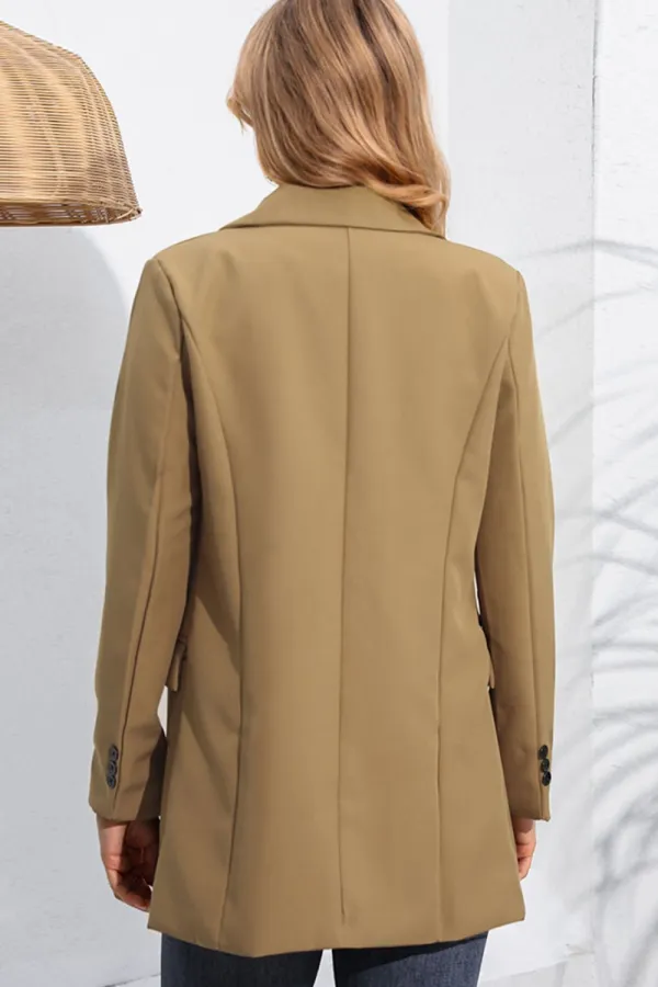 Lapel Neck Long Sleeve Blazer With Pockets