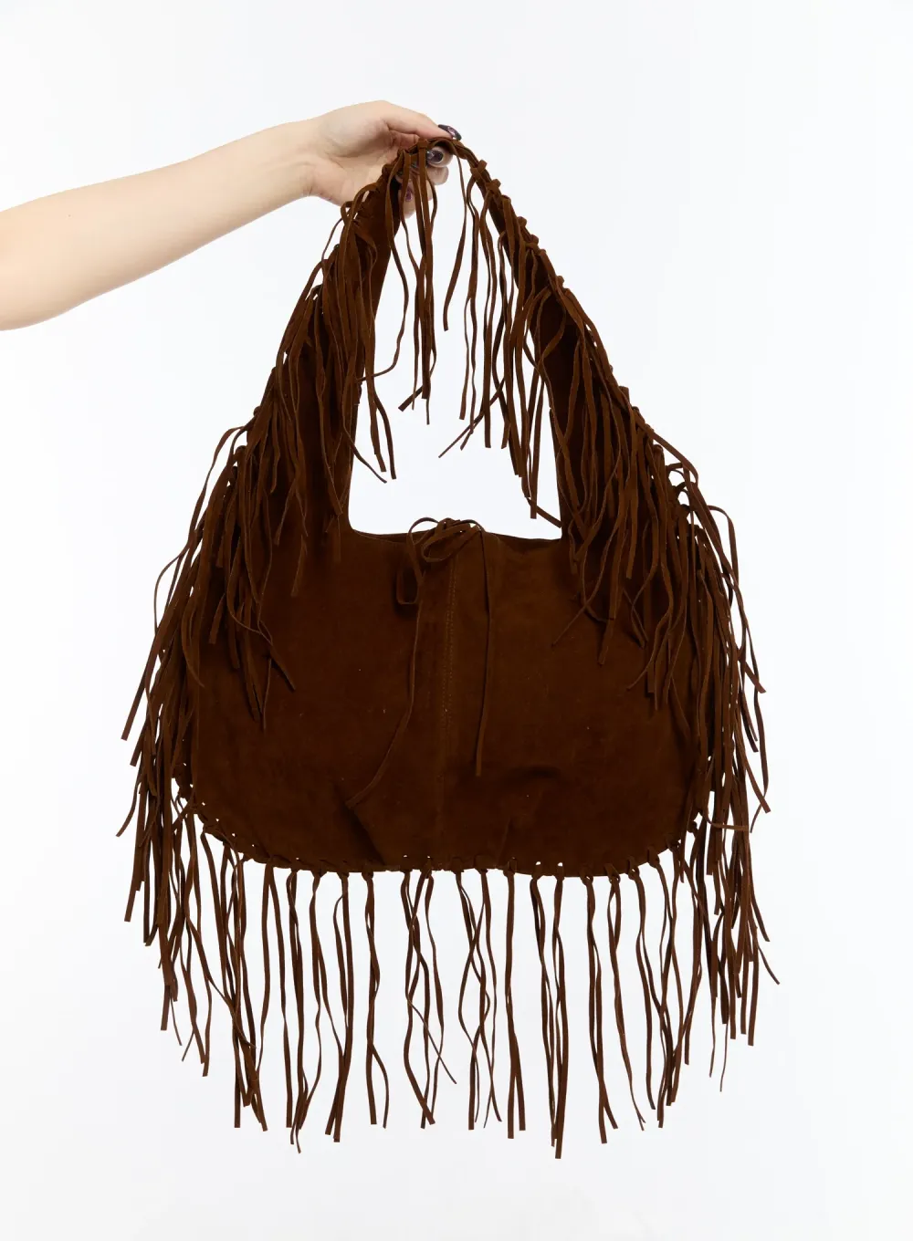 Western-Inspired Suede Tassel Shoulder Bag