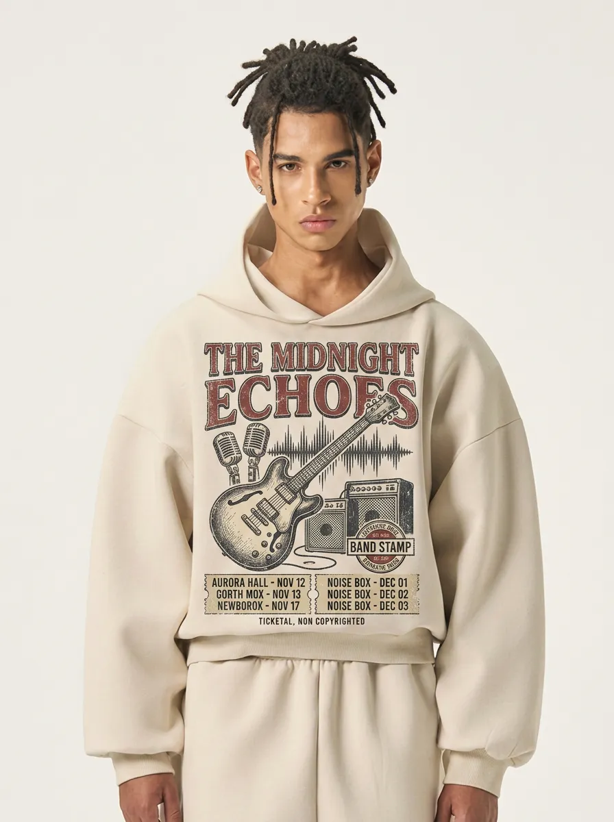 Men‘s Rock Band Music Lover Guitar Concert Printed Hoodie