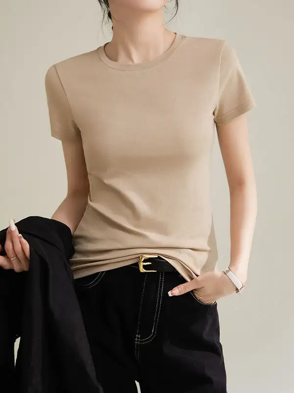 Short Sleeve Slim Fit Round Neck T-Shirt