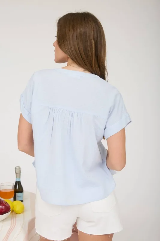 Ruched Shoulder Henley Top
