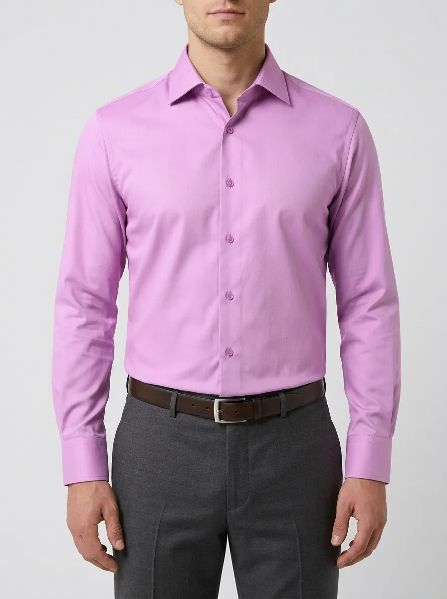 Men's Refined Long-Sleeve Solid Dress Shirt