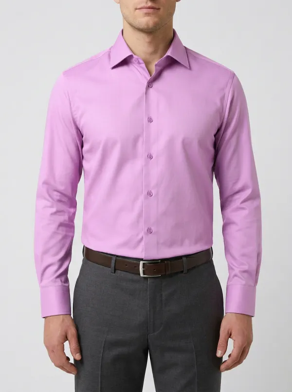 Men's Refined Long-Sleeve Solid Dress Shirt