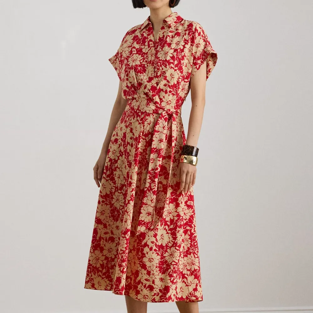 Belted Floral Women's Casual Dress